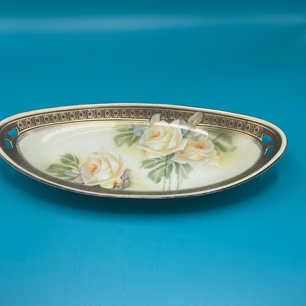 Vintage RS Germany Reinhold Schegelmilch Tillowitz hand painted oblong tray